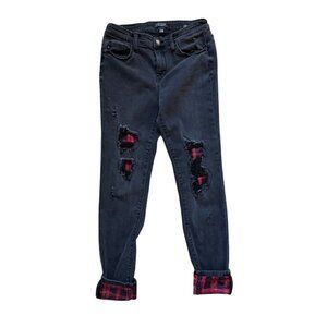 Judy Blue JB82191BK Skinny Fit Black Denim Buffalo Patch Jeans-Sz 7